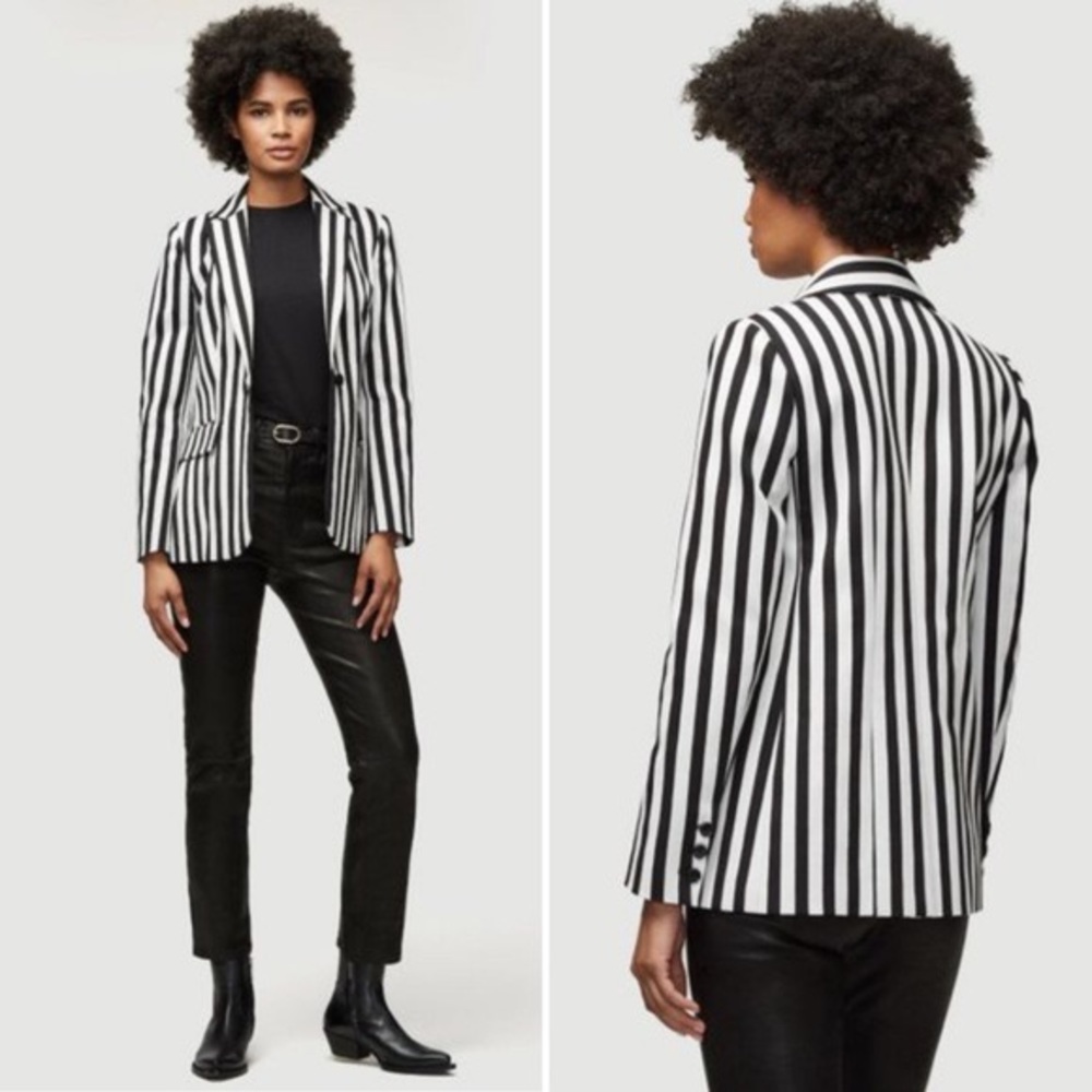 FRAME Classic Blazer in Noir Multi Stripe - Picture 2 of 9
